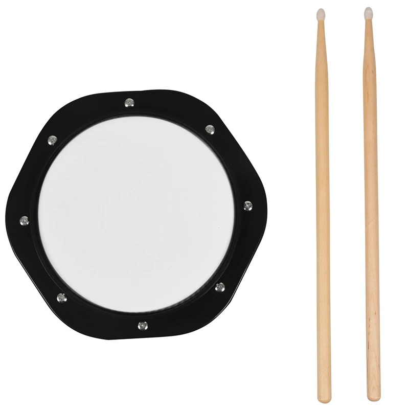 

10 Inch Black Dumb Drum Practice Jazz Drums Exercise Training ABS Drum Pad with Drum Sticks and Bag