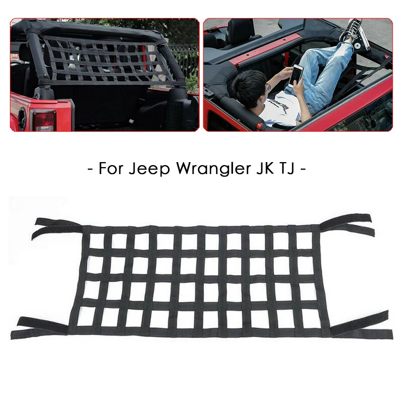 Для Jeep Wrangler JK TJ 1x грузовая сетка заднее окно дополнительное хранилище крыша сетчатый гамак