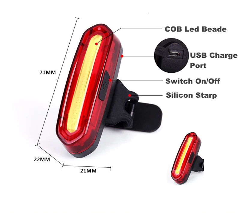 Clearance LED Super Bright Bicycle Headlights + Taillight USB Rechargeable Waterproof Lithium Battery Front  Rear Bike Lamp 13