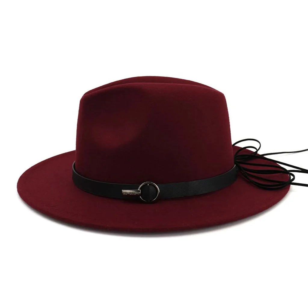 Мужская и женская винтажная шляпа с широкими полями, с пряжкой на ремне, регулируемые шляпы, шляпы Fedoras Chapeau Sombrero Mujer, шапка женска#15