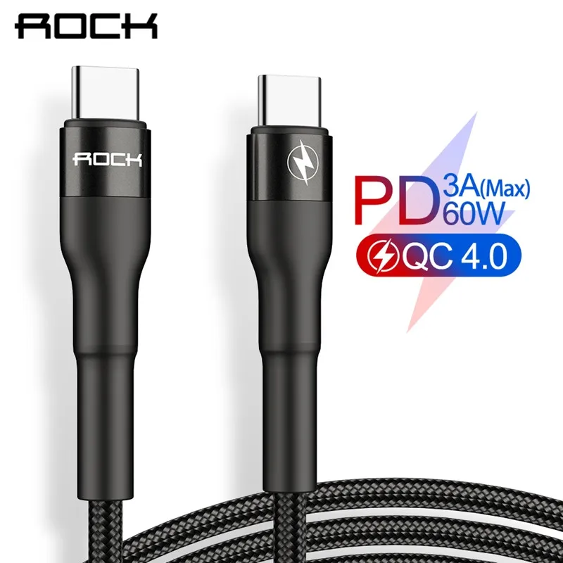 Кабель Rock usb type C-usb C для samsung Xiaomi супер быстрая зарядка QC4.0 60 Вт 3 А PD type-C телефонный