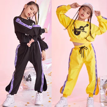 

Children'S Jazz Dance Costume Girls Long Sleeve Tops Pants Hip Hop Clothes Street Dancing Practice Performance Wear 120-170cm