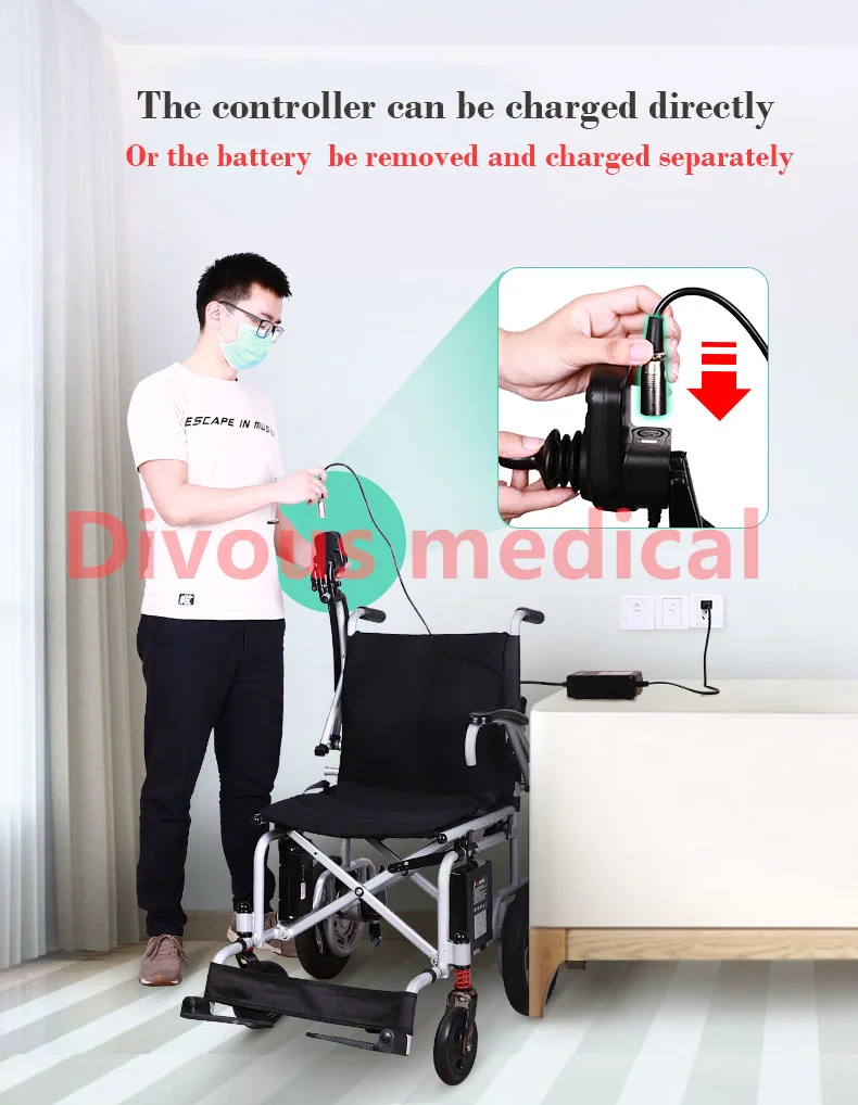 Hot Aluminum alloy Ultra-light Foldable Electric Power Wheelchair, Net Weight 14KG