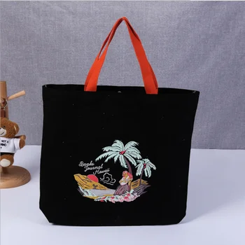 

Folding Shopping Bag Eco-friendly Reusable Portable Shoulder Bag Fashion Cartoon island pattern Customizable logo Advertisingbag