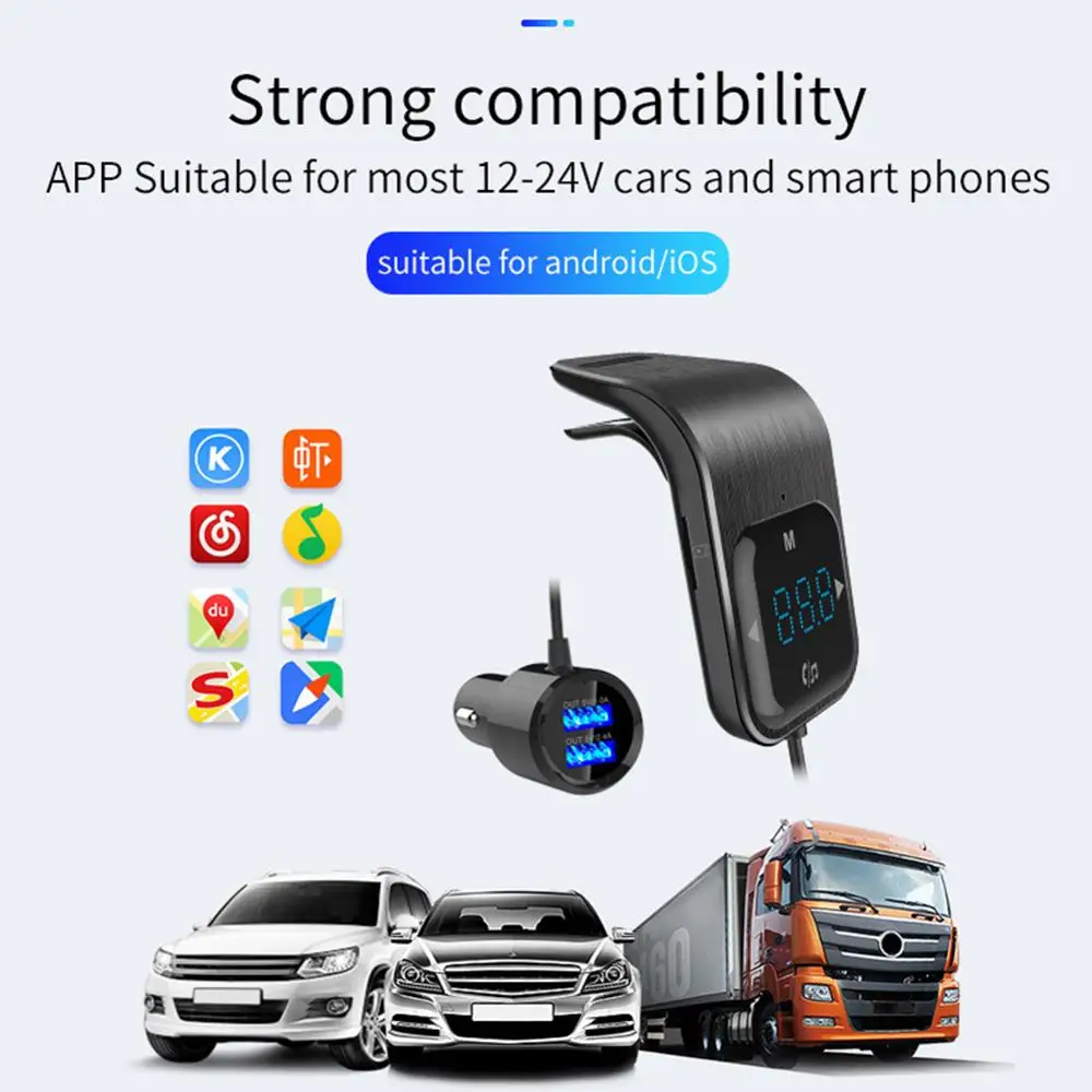 Модный fm-передатчик Bluetooth Автомобильный MP3-плеер беспроводной радио AUX MP3-плеер модулятор с громкой связи с двумя портами usb