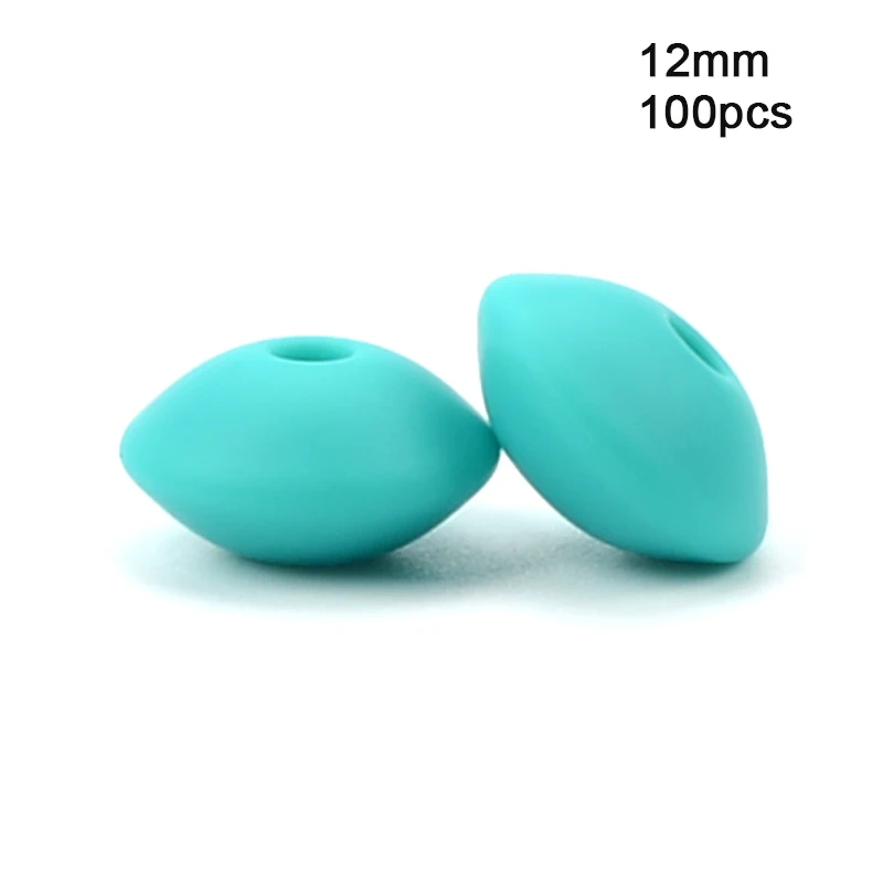turquoise LOFCA, 12 мм, 100 шт./лот, силиконовая чечевица, круглые бусины, Прорезыватель для зубов, детский прорезыватель, жевательный, BPA бесплатно, сделай сам, цепочка для соски, пищевой силикон - Цвет: turquoise