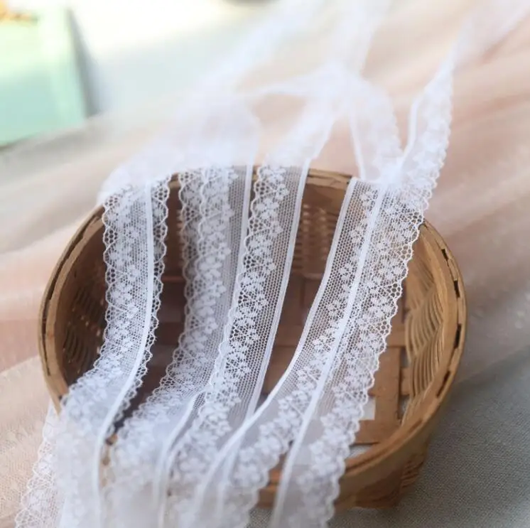 Crocheted Fabric Lace Sweater Side Skirt Curtain Sofa DIY Lace Trim Doll Garment Accessories 10 Meters White Thin