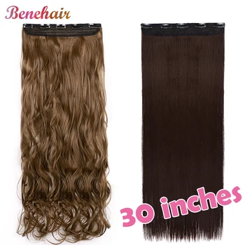 

BENEHAIR Clip Hair Clip In Hair Extension Synthetic Hair Piece 5 Clip In Long Straight Women Hair Heat Resistant Hair Fake Hair