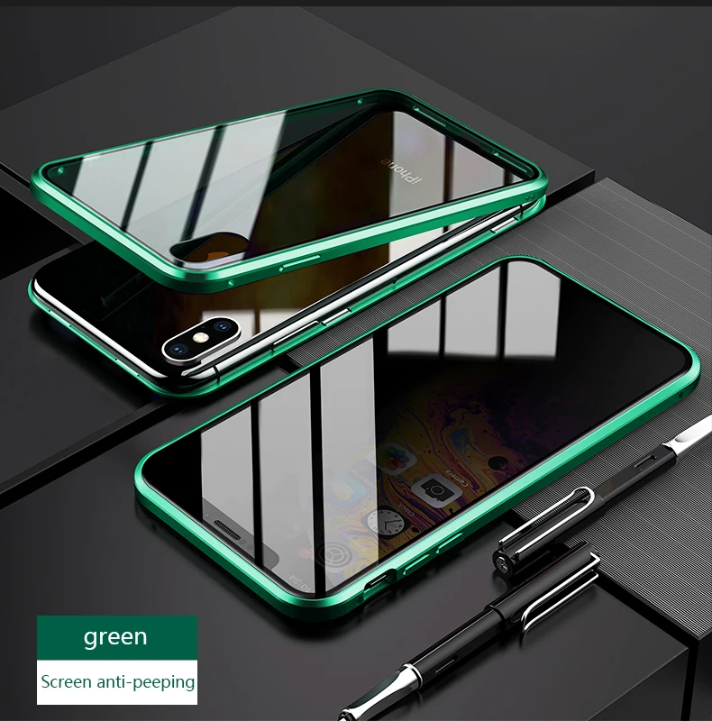 Анти-прокрасться peek стеклянный чехол для iPhone XS max XR XS Супер магнитный стальной Телефон чехол для iPhone 7 7plus 8 8plus чехол
