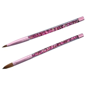 

2PC Pink Beauty Kolinsky Sable Acrylic Nail Brush with Liquid Flow Glitter Nail Art Brush for Nail Art Tools 12 & 14