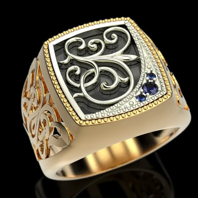 2023 Classico Nobile Intarsiato Blu Strass Anello Da Uomo Anel Masculino Cool Stuff Anelli Per Uomo Anillo Mens Gioielli Gotici