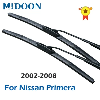 

MIDOON Hybrid Wiper Blades for Nissan Primera P12 Wagon / Hatchback Fit Hook Arms 2002 2003 2004 2005 2006 2007 2008