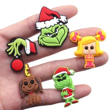 5pcs a Set Christmas PVC Shoe Charms Buckles Shoes Accessories Decorations Ornaments Fit For Croc JIBZ Shoes Bands Party