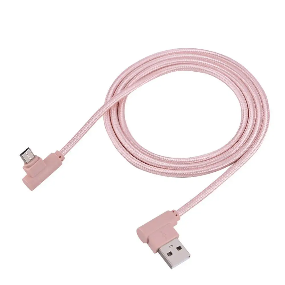 Кабель USB 2,0 с нейлоновой оплеткой 1 м Micro USB кабели под прямым углом 90 градусов для зарядки и синхронизации данных для телефонов Android