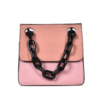 

Casual Acrylic Chains Lattice Shoulder Bag Women Handbags Crossbody Bags Lady Brands Small Pu Leather Flap Bolsa Messenger Bags