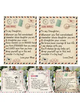 

Fleece Blanket to My Daughter Son Wife Letter Printed Quilts Air Mail Blankets