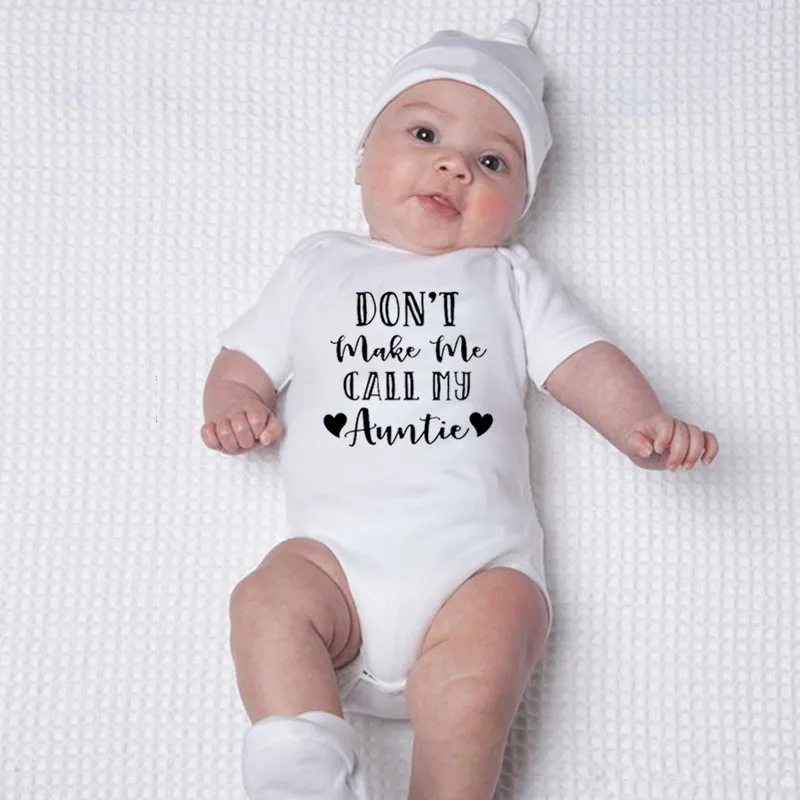 Боди для новорожденных с принтом «Don MAKE ME CALL MY AUNTIE», хлопковый комбинезон с короткими рукавами для маленьких мальчиков и девочек, одежда для малышей