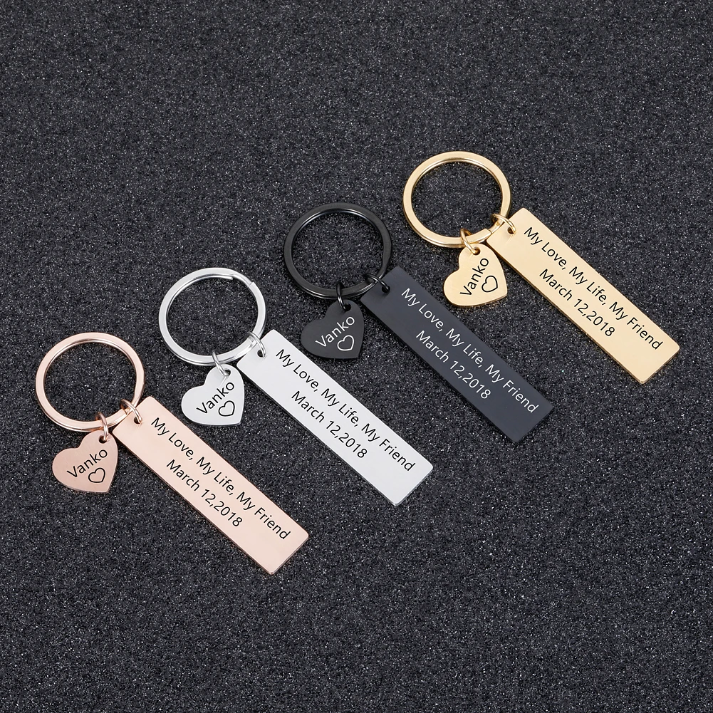 

Custom Keychain Personalized Gift Engrave Name and Date My Love My Life My Friend for Couples Men Women Husband Gift Keyring