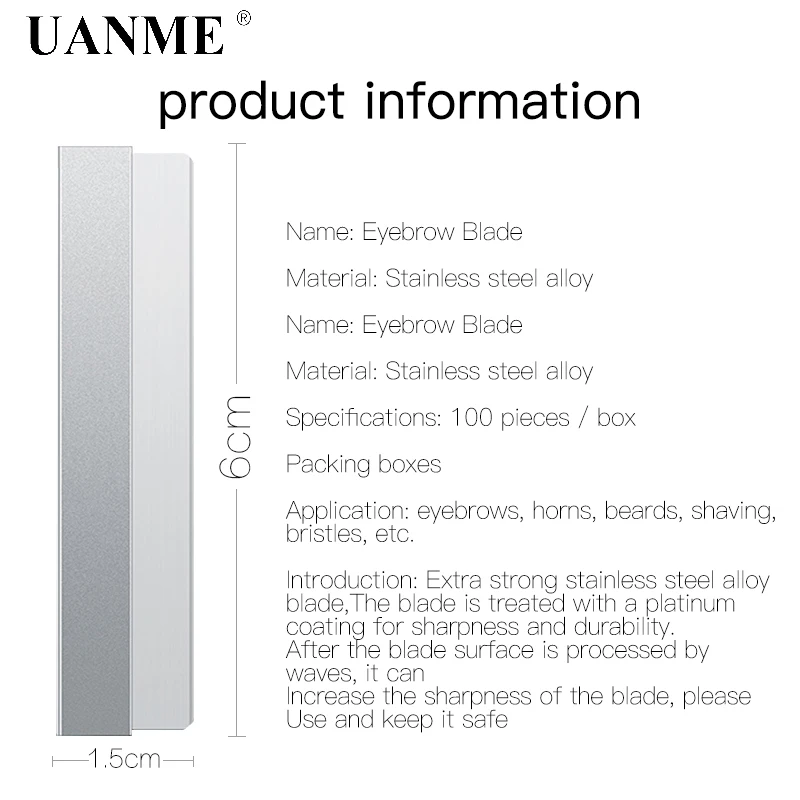100 шт./кор. лезвие из нержавеющей стали бритва острый триммер для бровей замена лезвия лезвие для бритвы для удаления волос с лица бритва инструменты для макияжа