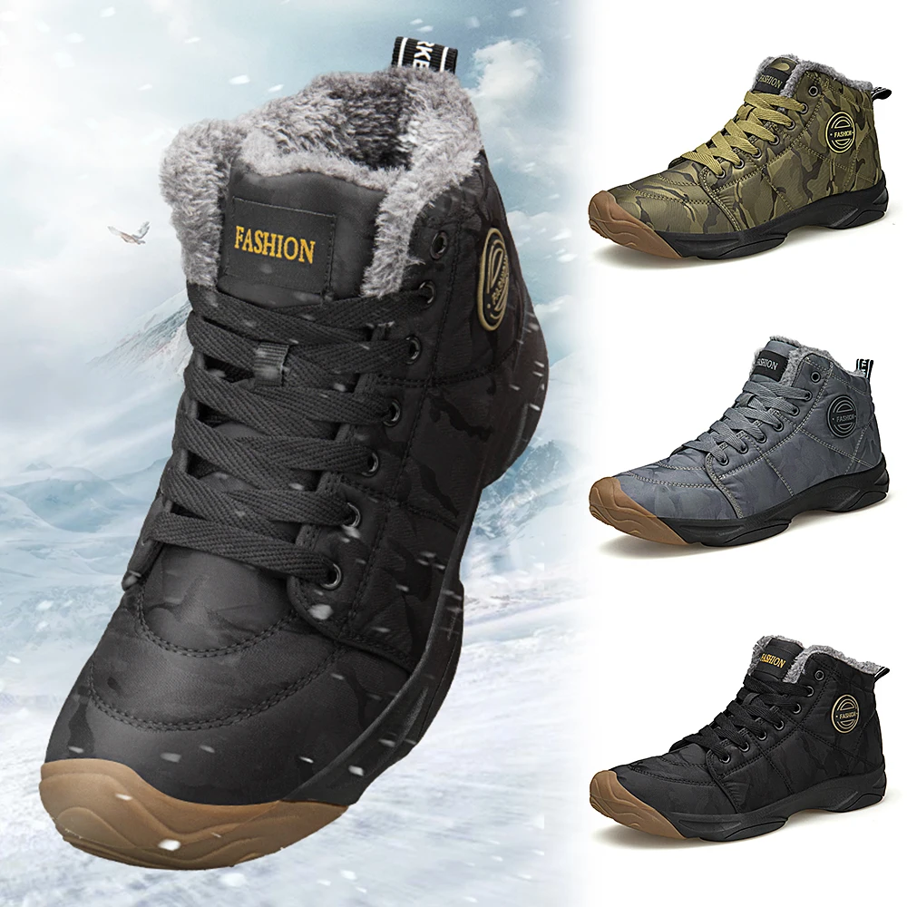 Новая уличная нескользящая обувь теплые зимние сапоги женские и мужские зимние теплые сапоги Походные сапоги охотничьи с теплой внутренней подкладкой