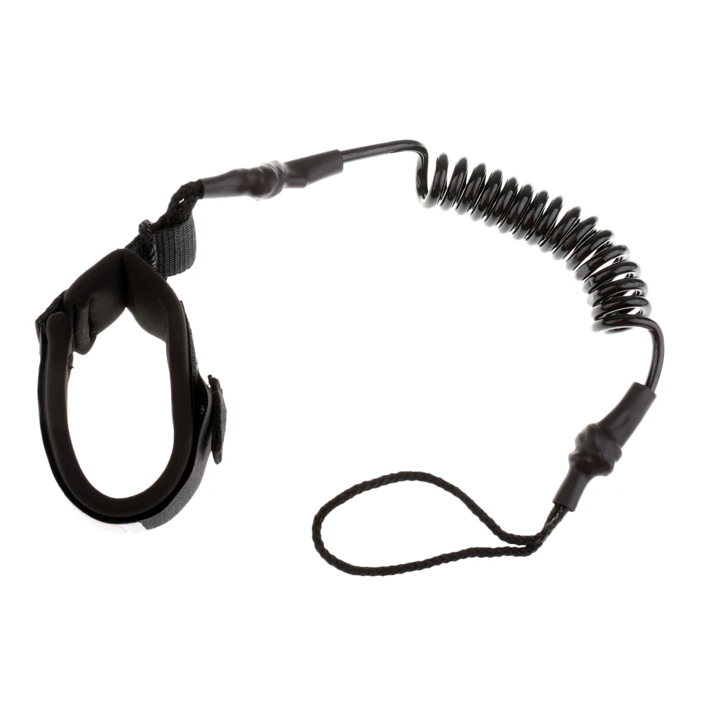 Surfboard Longboard Leash 5' Coiled Stand-Up Paddle Board Leash SUP - Black