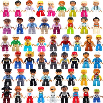

1Pcs Duplo Blocks Action Figures Family Worker Police Building Block Compatible With Duploed Education Toys for Children Baby