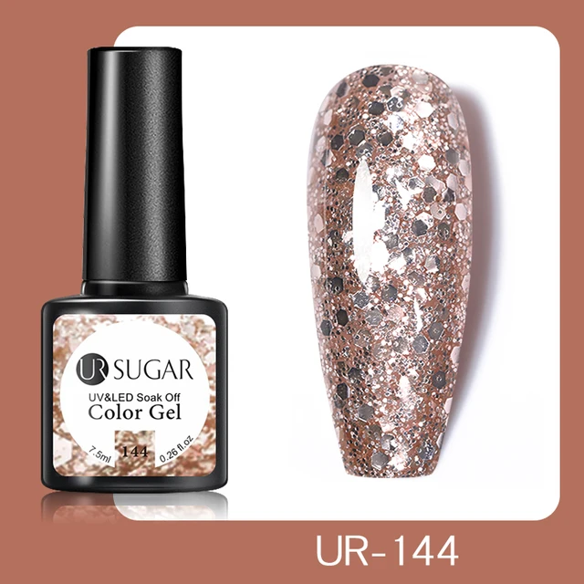UR SUGAR 7.5ml Pink Reflective Glitter Gel Nail Polish Silver Purple Sequins Soak Off UV Gel Nail Art Manicuring Nail Gel UR-144