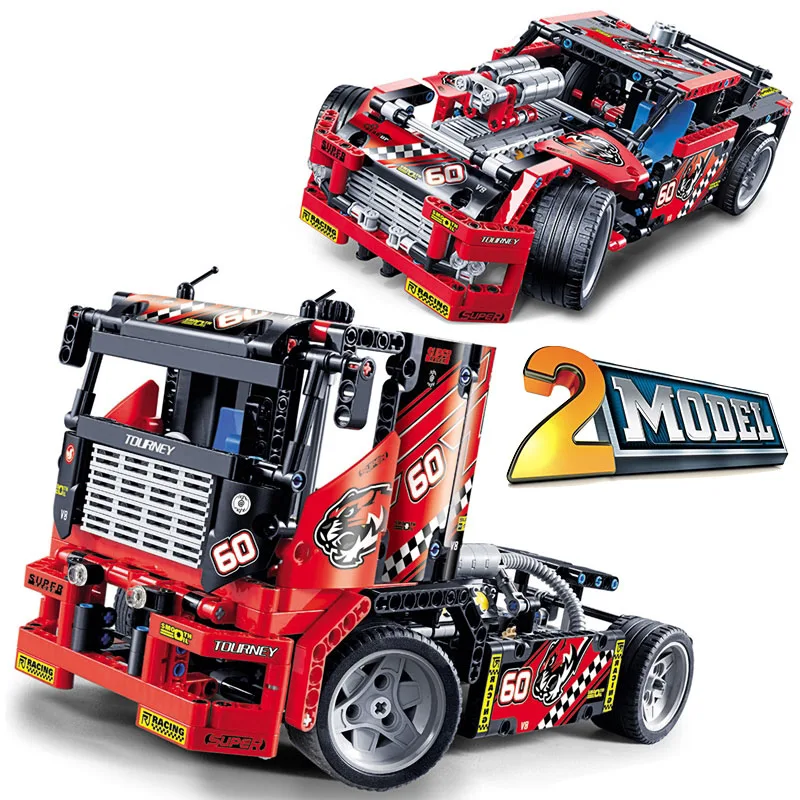 Online Decool 3360 Race camión coche 2 en 1 Transformabl Compatible Legoinglys tecnología bloques de construcción ladrillos niños DIY juguetes regalos 608 piezas
