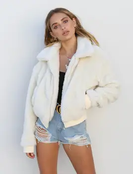 

Elegant Faux Fur Coat Women 2019 Autumn Winter Warm Soft Zipper Fur Jacket Female Plush Overcoat Solid Casual Teddy Outwear