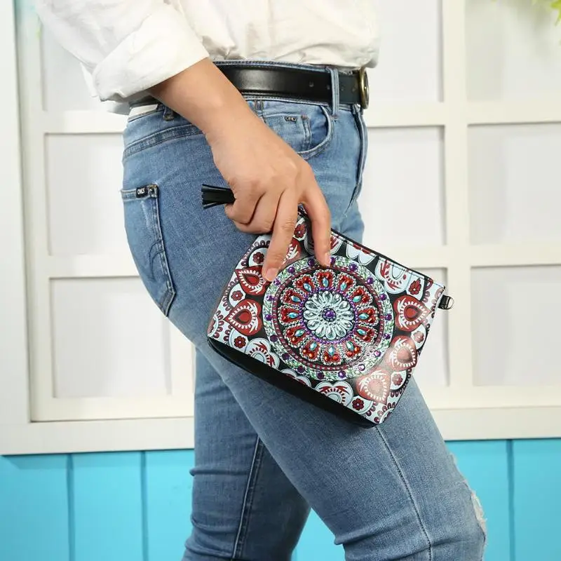 DIY Chain Money Pouch Shaped Diamond Paint Leather Special Peafowl Rose Flower Butterfly Crossbody Bag Novelty Handicraft Handba