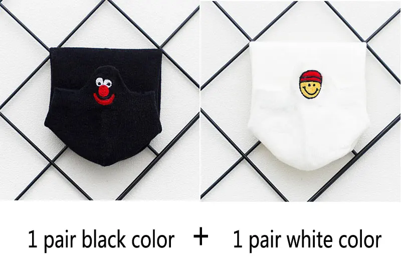 Размер 35-42, кавайные женские носки, счастливые модные забавные Женские носочки, хлопковые, с вышивкой, яркие цвета - Цвет: black white