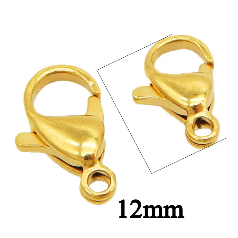 Gold 12mm 20 шт./лот 9/10/12/15 мм карабины Нержавеющая сталь конечные бусины в форме цветов застежки крючки для вязания крючком Diy Цепочки и ожерелья и браслета автомат по производству расходных материалов - Цвет: Gold 12mm