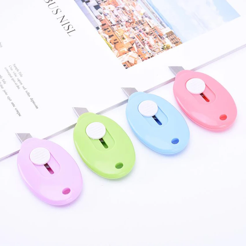 

Cute Kawaii Safe Utility Knife With Plastic Protective Shell Creative Mini Stationery Box Cutter For Kids Office School Supplies