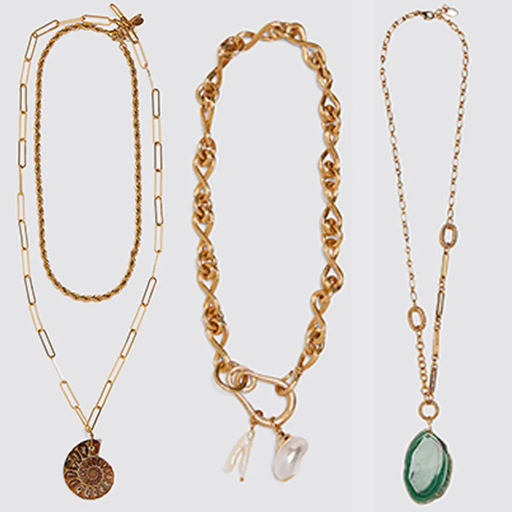 Женское винтажное ожерелье ZA многослойное Золотистое Ожерелье разных цветов с