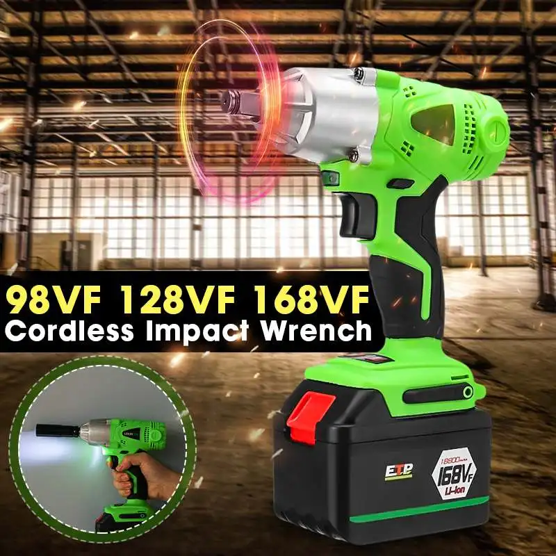 

98/128/168VF Cordless Rechargeable Electric Wrench Infinitely Cordless Speed Brushless Motor Electric Wrench With Lithium Batter