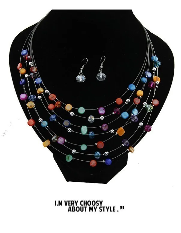 Модные Ювелирные наборы для женщин Joyeria Кристалл массивные ожерелья с бусинами серьги набор Bijoux Parure Bijoux Femme