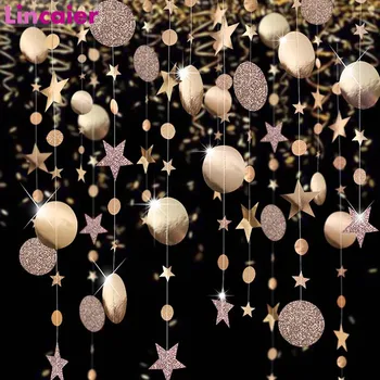 

4M Twinkle Star Round Paper Garlands Pendant Merry Christmas Decorations for Home New Year 2020 Party Decor Ornaments