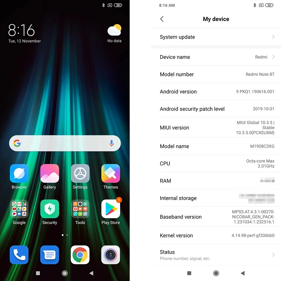Xiaomi Redmi Note 8 T, глобальная версия, 3 ГБ ОЗУ, 32 Гб ПЗУ, NFC, мобильный телефон, 48мп, четырехъядерный процессор Snapdragon 665, четыре ядра, 4000 мА/ч