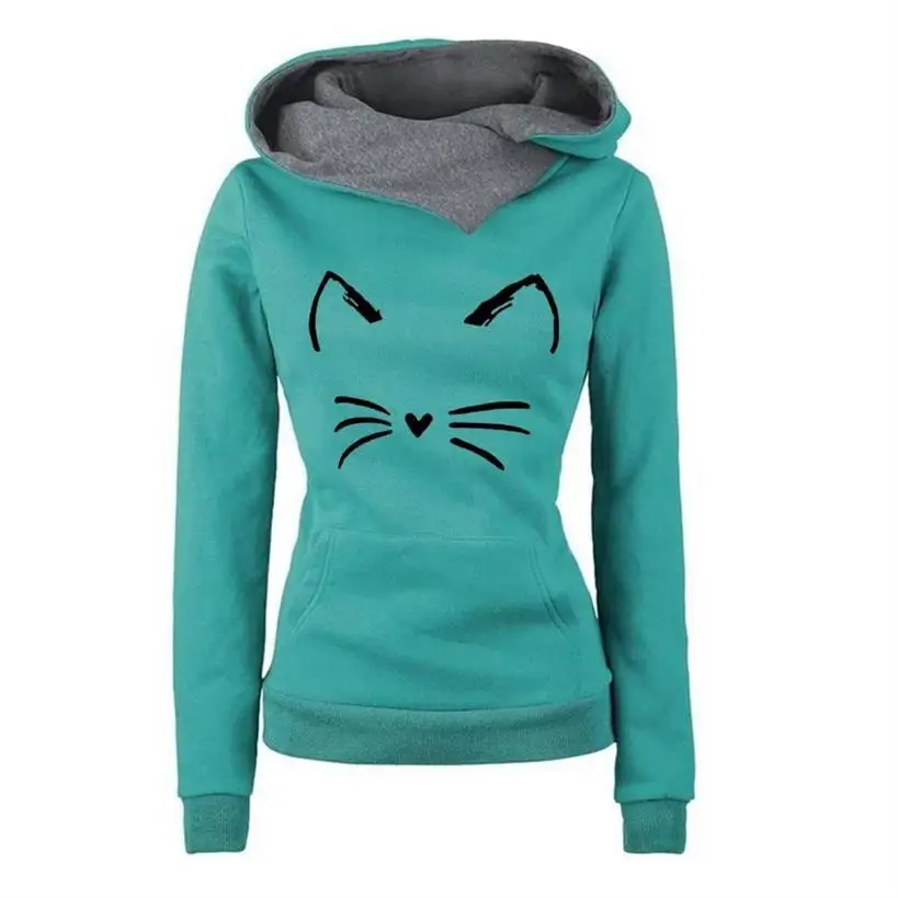 Кавайная аниме Harajuku Толстовка Vrouwen Ullzang Leuke Kat мультфильм Koreaanse Stijl Vrouwelijke|Толстовки