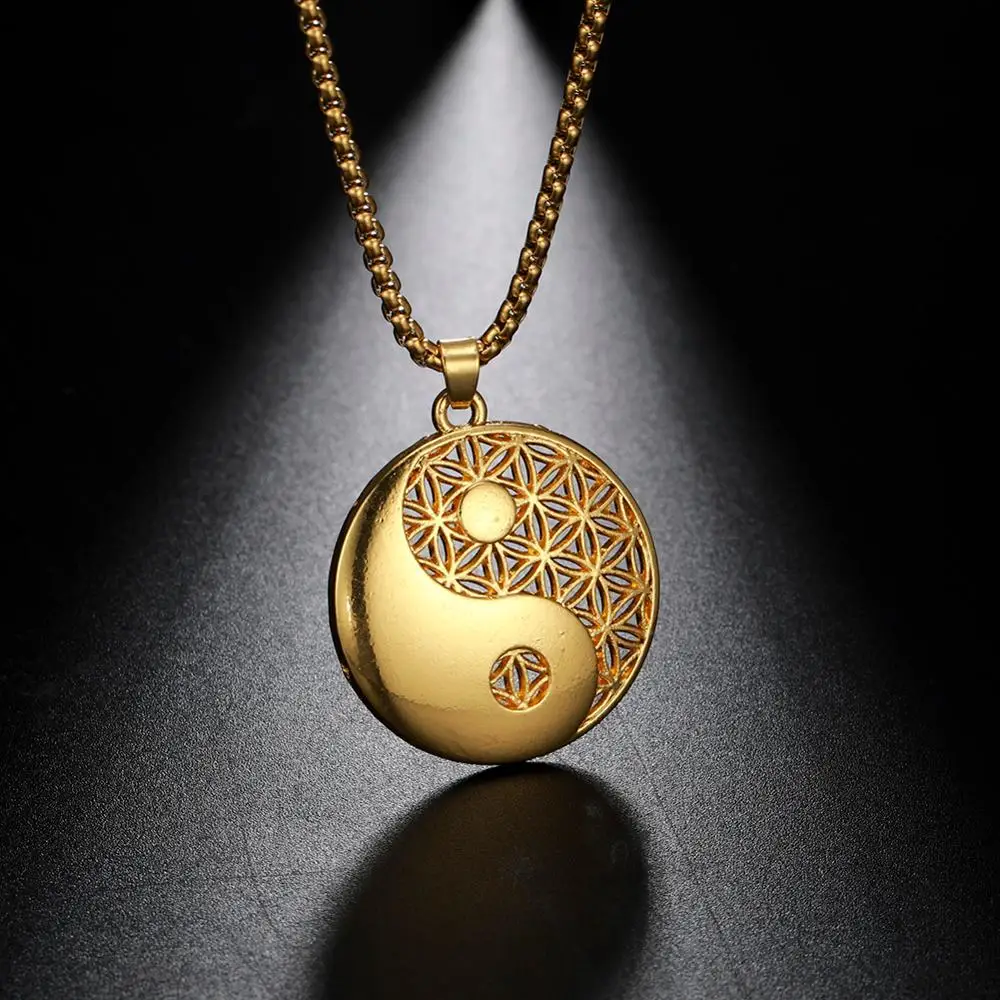 Fishhook Gold Color Yin Yang Pendant 
