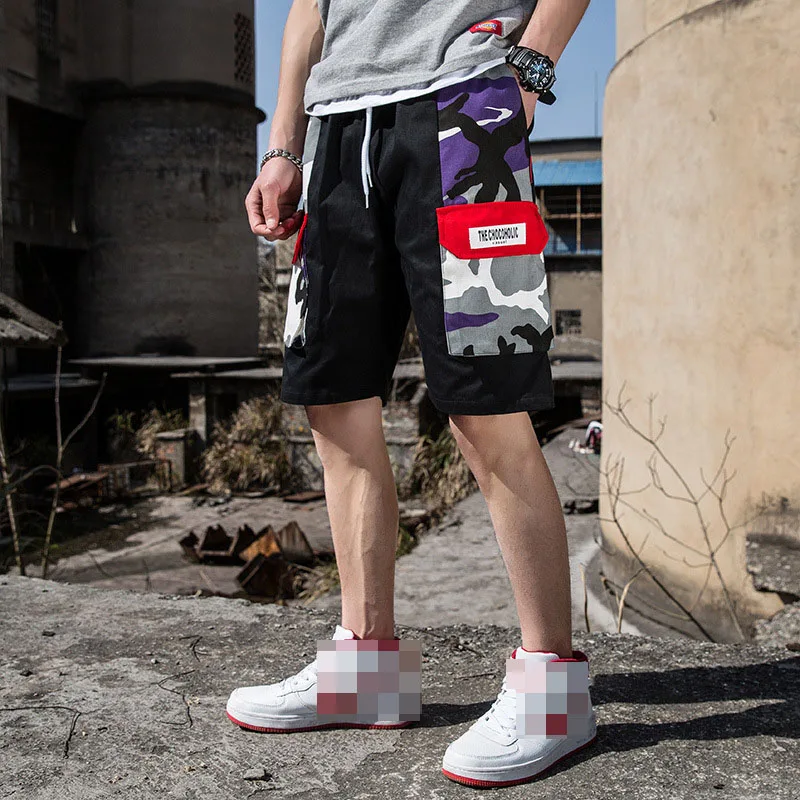 Men Cargo Camouflage pocket Gyms Jogger Knee Length Shorts Male Workout Shorts Hip Hop Casual Shorts High Quality 2019 Summer