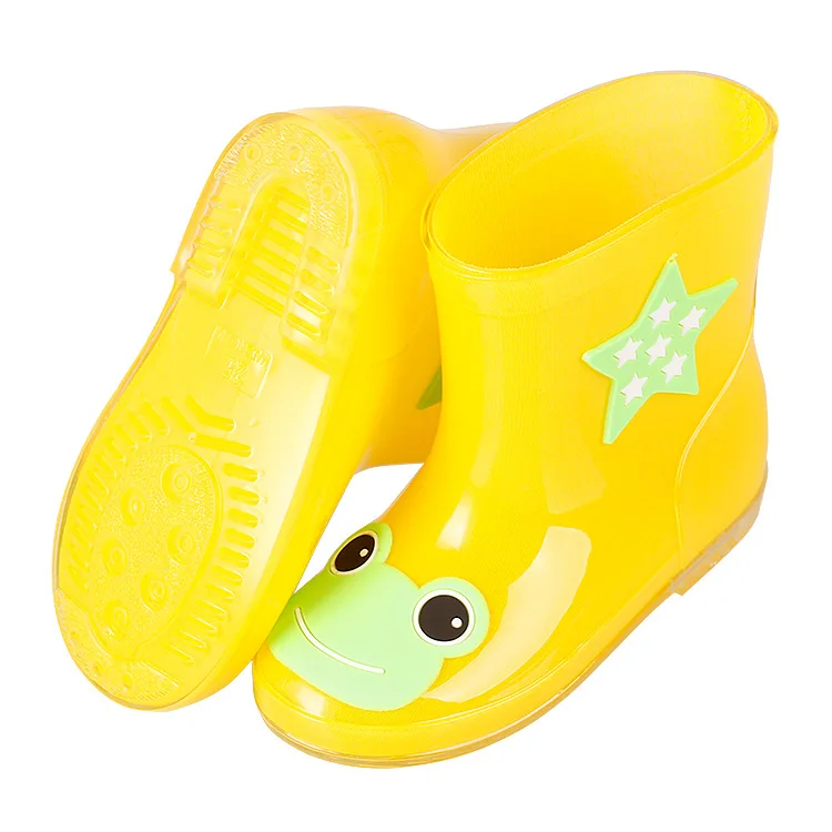 Children's rain shoes boys and girls outdoor water shoes direct sales non-slip student boots PVC baby rain boots plus cotton - Цвет: Цвет: желтый