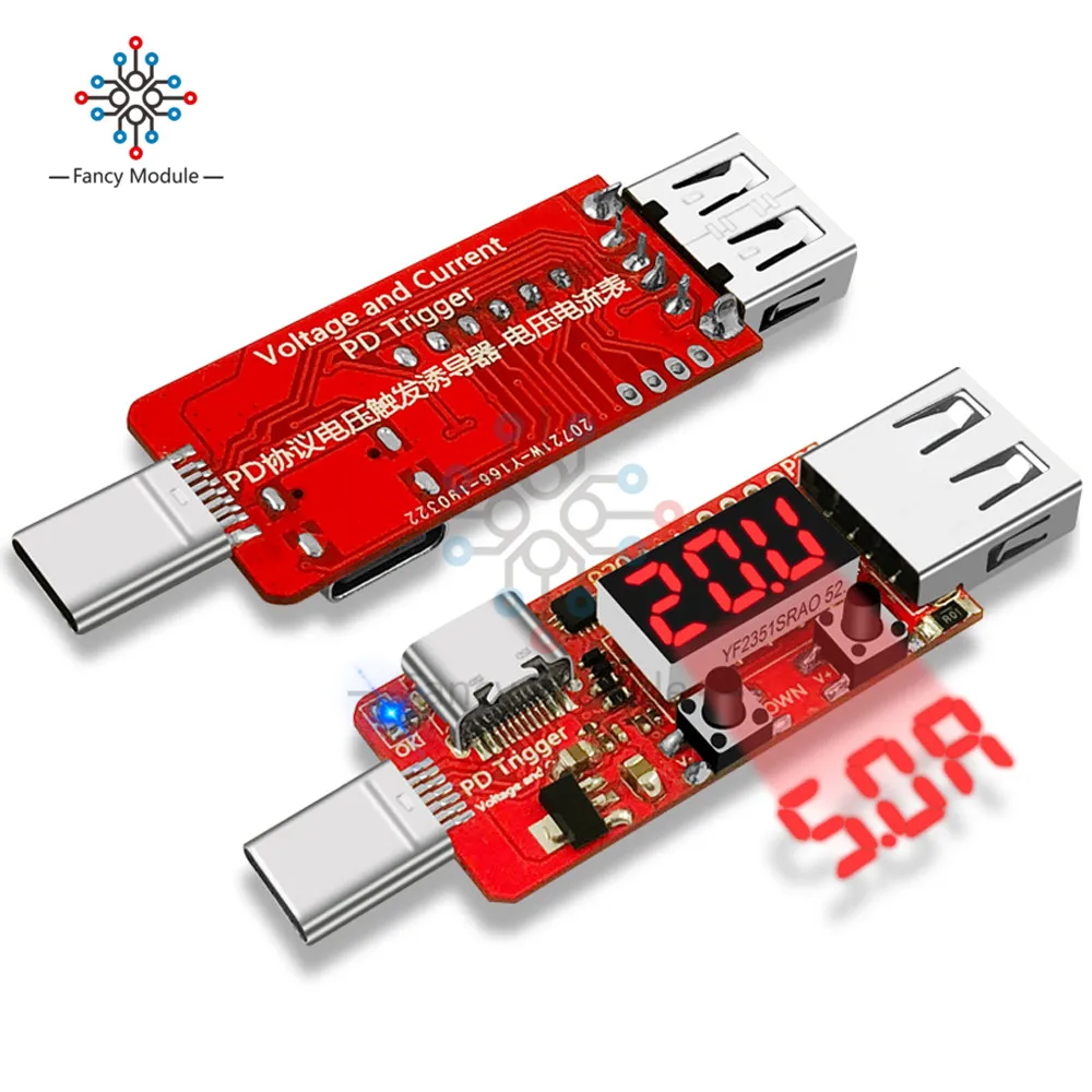 Тип-C PD2.0 PD3.0 5 V-20 ватт Электрический афера Мощность триггер светодиодный цифровой детектор USB Тестер Вольтметр Амперметр