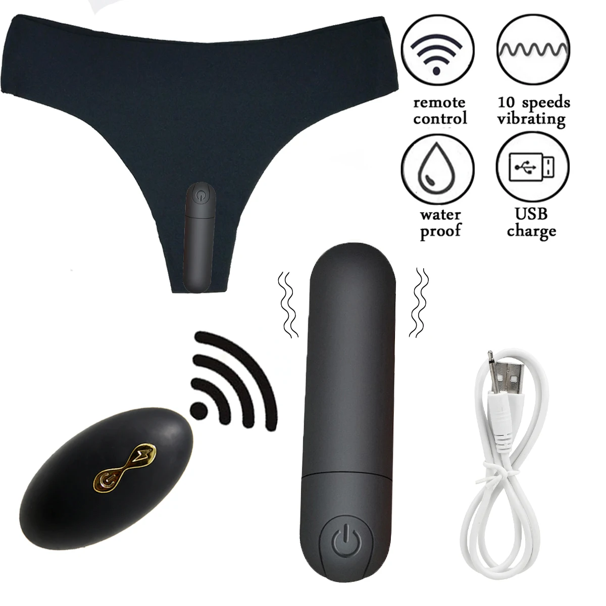 Vibrating Panties 10 Function Wireless Remote Control Rechargeable Bullet Vibrator Strap on Underwear Vibrator for Women