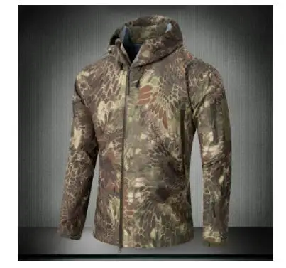 Men Woodland Digital Camouflage Jackets Outdoor Waterproof Windproof Coats Military Warm Fleece Tactical Softshell Jacket - Цвет: Mandrake