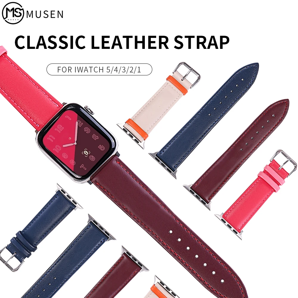 Ремешок Apple watch band series для 2 3 4 5 6 iwatch кожаный мужской и женский браслет 38 мм 40 44 42