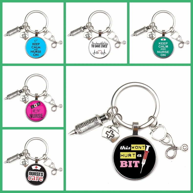 New Fashion Doctor Nurse Glass Stethoscope Alloy Key Ring Medical Bag Men Women Chain Charm Love Souvenir Gifts | Украшения и