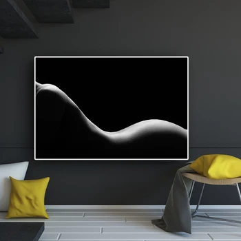 

Black White Sexy Nude Body Portrait Abstract Canvas Painting Posters and Prints Scandinavian Wall Art Picture for Living Room