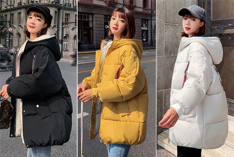 New fashion plus size winter parkas students coat down cotton jacket women hooded thicken Loose warm outerwear female G540
