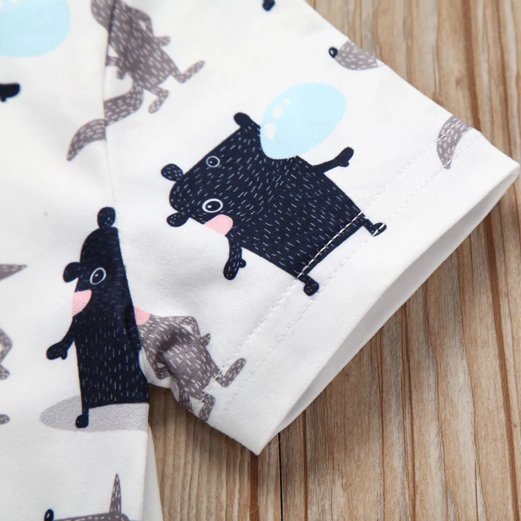 Повседневные футболки для детей ясельного возраста осенне-Весенние футболки с короткими рукавами для маленьких мальчиков и девочек с принтом животных футболки#12,5